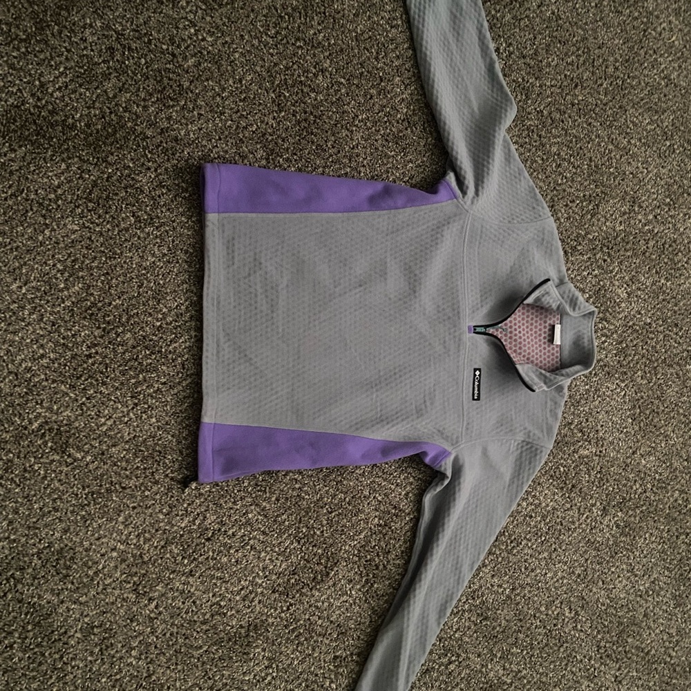 Gray and Purple Quarter-Zip Pullover
